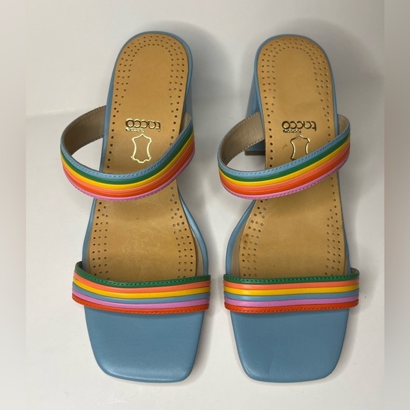 Ann Taylor Machelle Rainbow Leather Block Heel Sandals - Picture 5 of 14
